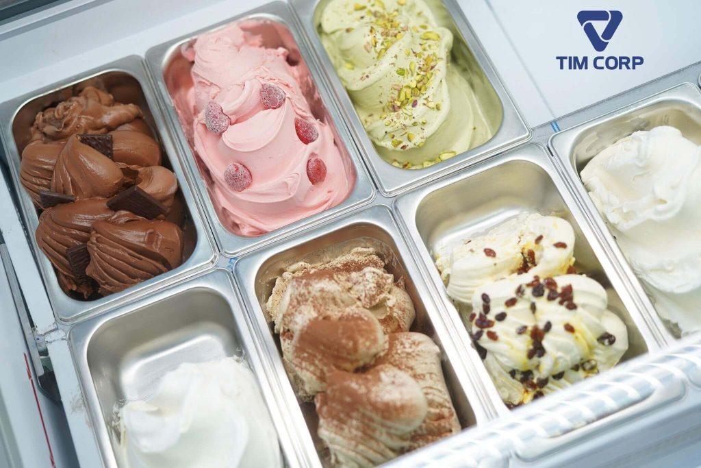 Gelato Ý nhiều hương vị từ nguyên liệu làm kem tươi sạch tại TIM Corp.