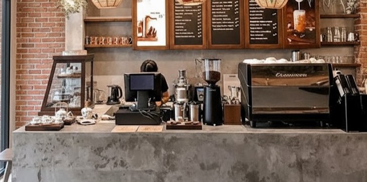 Máy pha cà phê và quầy bar hiện đại