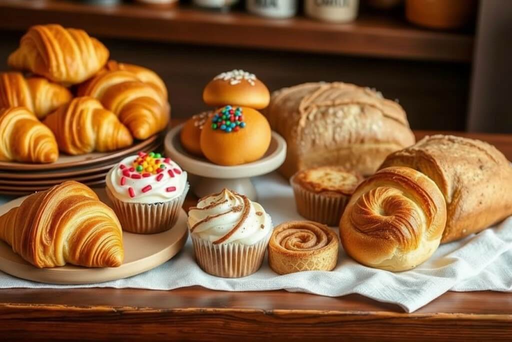 Bakery với đa dạng các loại bánh nướng từ bánh mì đến bánh ngọt, phản ánh vai trò nền tảng trong ngành bánh hiện đại