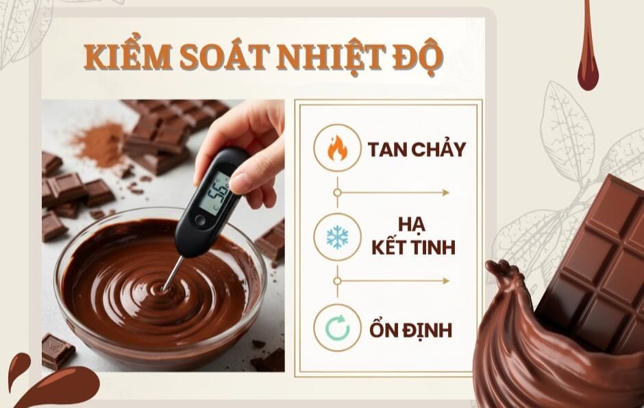 Socola bị xỉn màu do temper sai nhiệt độ trong quá trình làm socola